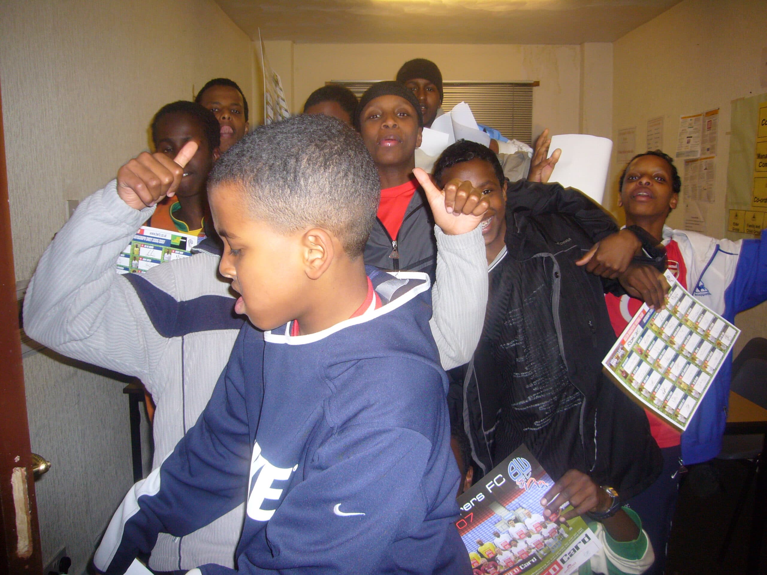 Volunteers and young people gathered at the BSCA centre